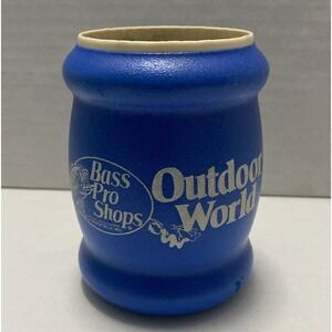 Vintage Bass Pro Shops Outdoor World Blue Beer Soda Can Koozie Holder Qty - 1